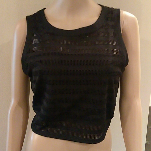 Material Girl Tops - Black mesh crop top